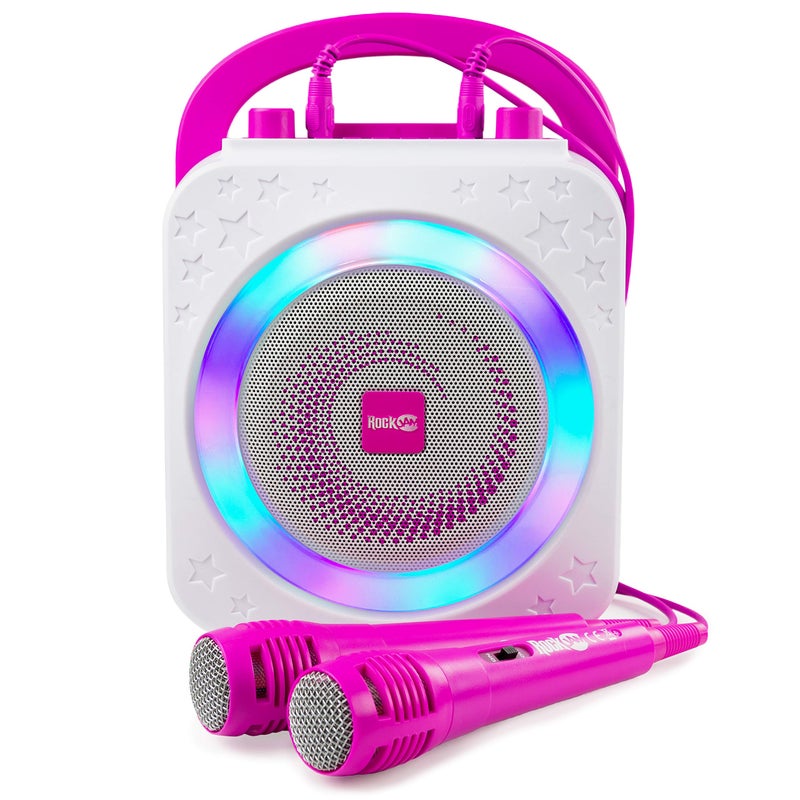 RockJam 10-Watt Rechargeable Bluetooth Karaoke Machine with Two Mics, Lightshow & Voice Effects - Image 1